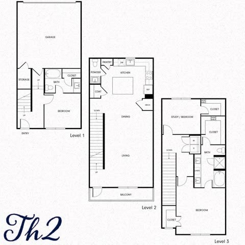 Floor plan for 3 beds, 2.5 baths, 2008 sqft